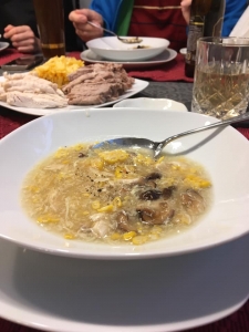 卵・シイタケ・コーンのスープ